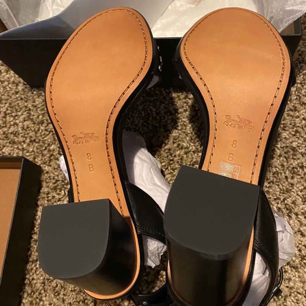 Coach Paige Studded Matte Clf/Black Sandals - Picture 6 of 8